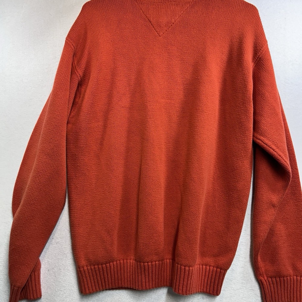 Y2K Tommy Hilfiger Sweater Men's L Heavyweight Crew Neck Orange - Picture 5 of 5